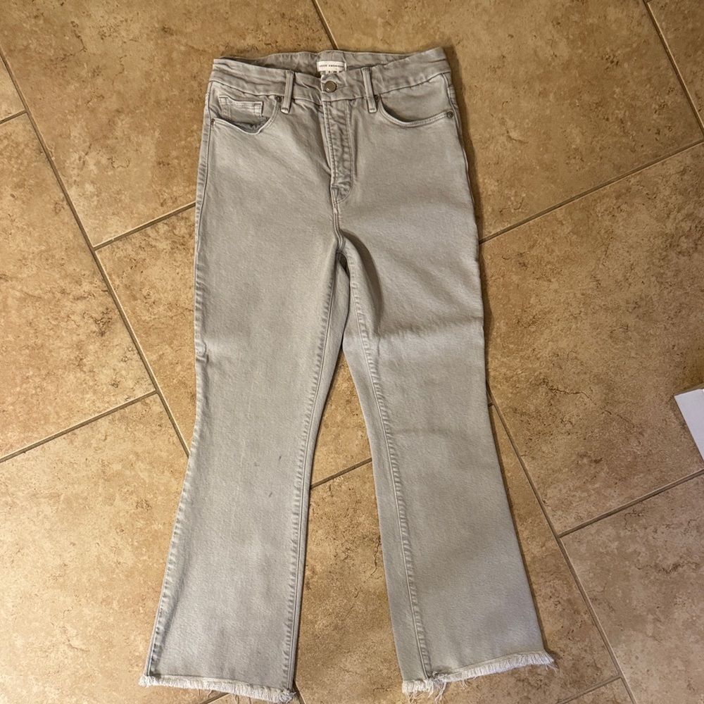 Good American Light Taupe Flare Jeans